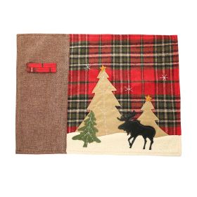New Christmas Decorations Plaid Placemat Elk Tree Table Mat Insulation Pad